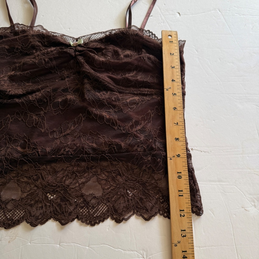 Free People‎ Womens Floral Lace Camisole Top Size S Brown Fairy Y2K  Grunge - Picture 8 of 9
